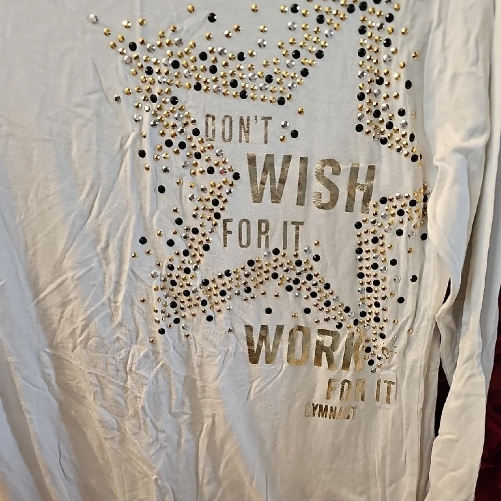 Justice Active Girls Gymnastics Embellished Graphic Tee with Quote Size 14
